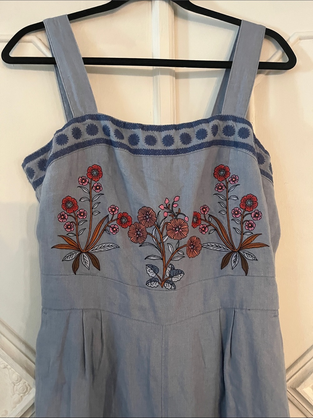 Spartina 449 Light Blue Embroidered Wide-Leg Jumpsuit - Picture 3 of 8